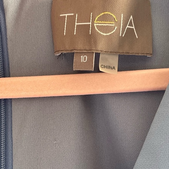 NWT Theia Kiera Light Blue Beaded Puff Sheer Sleeve Ethereal Gown - Picture 10 of 17